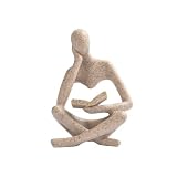 LXX1 Thinker Statue Gifts for Readers Book Lovers Women, Reading Man Figurine Bookshelf Decor Aesthetic...
