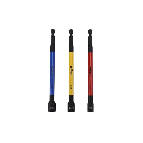 Image of Wiha 70495 3 Piece Color Coded Magnetic Nut Setter SAE Set