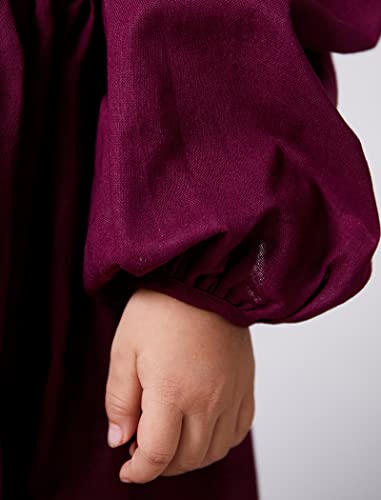 Toddler Baby Girl Linen Dress Vintage Puff Long Sleeve Backless Smocked Swing Casual Loose Flower Girl Dresses4