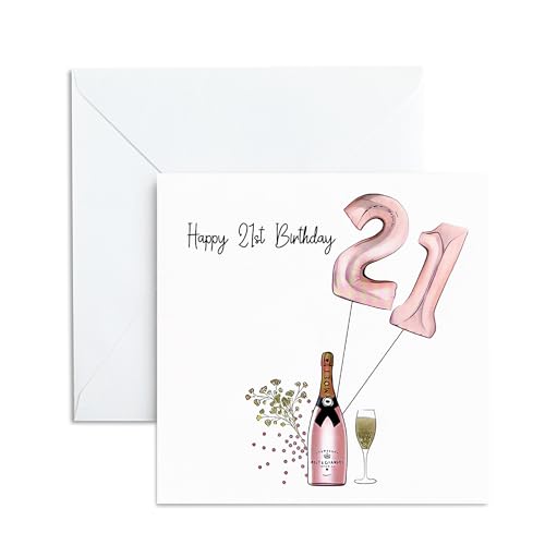 UNMOT 21st Birthday Card for Her Happy 21st Card for Girl with Envelope