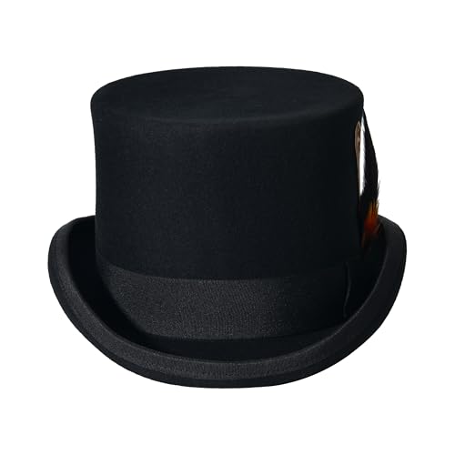 Image of Wool Top Hat for Men Women Topper Hat Mens Tall Tophat Christmas Costume