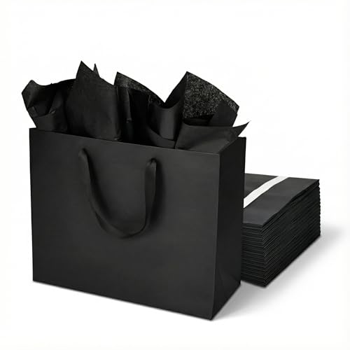 Sacs cadeaux noirs Papertide volumineux pour en finir avec le papier déchiré