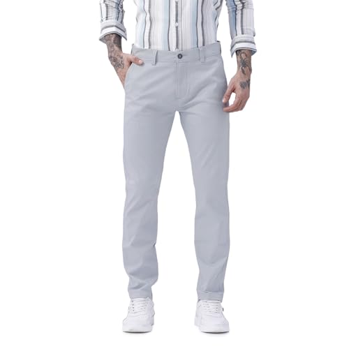Image of BASICS Premium Cotton Stretch Formal Trousers for Men | Office Pants