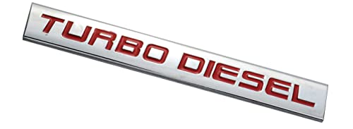 Image of 1x Turbo Dei-sel Badge Nameplate Chrome Finish Metal Fender Sticker Fit for Trunk Hood Door (Chrome Red)
