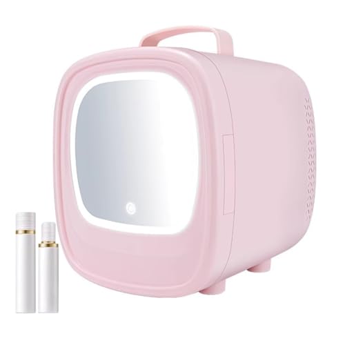 PP-Vic Pequeño Refrigerador con Luz LED, Mini Refrigerador De Belleza, Refrigerador Retro De Bebidas Pequeñas, Heladería Simple, Rosa Femenina, Se Puede Usar para Almacenar Hierbas