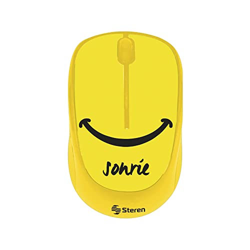 Mouse De Computadora, Personal Computer STEREN Mini Mouse Inalámbrico 1000 dpi´s Óptico Emociones lo COM-5707C (Amarillo)