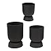 Bloomingville Textured Metal Footed Planters, Black Finish, Set of 3 (Holds 9