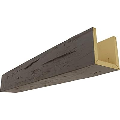 Ekena Millwork BMHH3C0060X040X168HD 3-Sided (U Hand Hewn Endurathane Faux Wood Ceiling Beam, 6"W x 4"H x 14'L, Natural Honey Dew