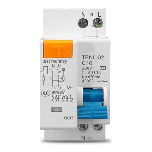 Disjuntor Diferencial Residual Dr Ddr Bipolar 36mm Proteção Contra Choque 220V (16A)