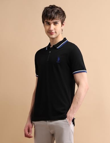 Image of U.S. Polo ASSN. Solid Slim Fit Polo T Shirts for Men - 100% Cotton, Half Sleeve Mens Tshirt