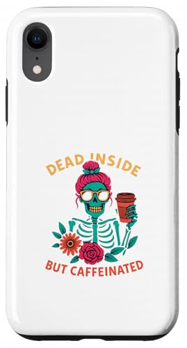 Dead Inside But Caffeinated Skeleton コーヒー エナジードリンク スマホケース iPhone XR 用