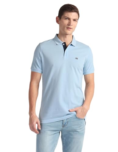 Image of Arrow Men's Solid Half Sleeve Regular Fit Cotton Polo T-Shirt