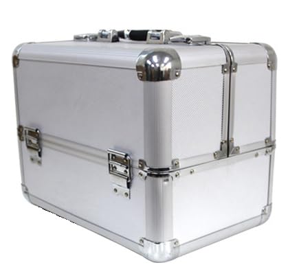 SEIKOH コスメボックス メイクボックス 大容量 メイク収納 化粧品収納 コスメ メイク ボックス 化粧箱 化粧ケース 小物入れ 鍵付き シルバー CASEMKSI