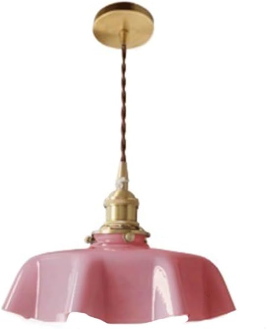 Industrial Glass Lampshade Pendant Light with E26/E27 All Copper Base Pendant Lamp 9.0in Living Room Decorative Hanging Light(OneColor)