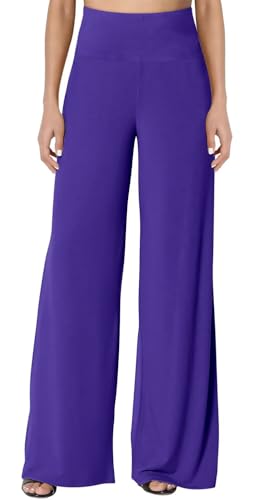 JZC Women's Palazzo Lounge Pants Stretchy Wide Leg Casual Pants Comfy High Waist Flowy Pants S-3XL