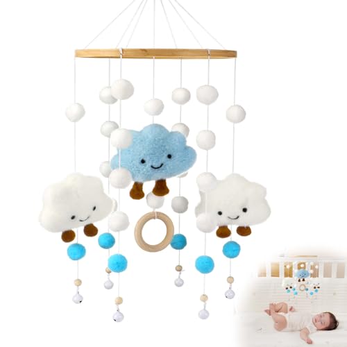 Baby Mobile Mit Wolken & Regenbogen - Handgefertigtes Windspiel Fürs Babybett