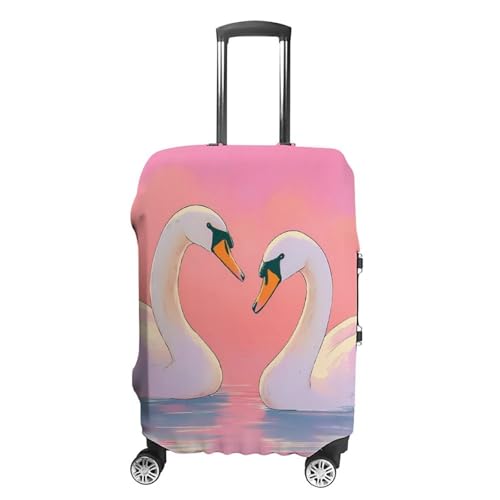 Two Swans in Love Luggage Covers Washable Travel Suitcase Cover Elastic Baggage Protector