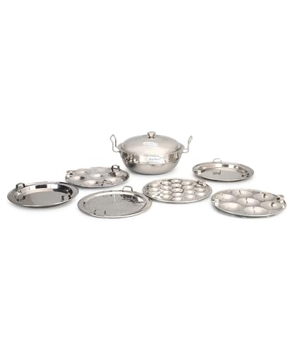 WayMore® Triply Bottom Multi Kadai Steamer with Induction & GasTop Compatible 6 Plate 2 Idli | 2 Dhokla | 1 Patra | Momo's | 1 Mini Idli, 28.5 cm Dia)