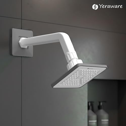 Image of YERAWAR Wall Mounted Overhead Shower Head | High Pressure Rain Shower | ABS Material Body | Anti-Clog Nozzles | Easy Install Bathroom Shower for Home & Hotel (Grey, 4 X 4 Inch)