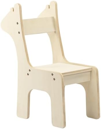 Premium Wooden Kids Chair, Adorable Deer Shaped Design, DIY Paintable Chair, Easy Assembly, Stable Construction, Natural Wood Color