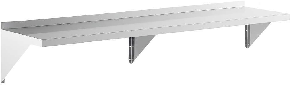 12" x 72" Stainless Steel Wall Mounted Shelf - 315 lb, Heavy Duty, Commercial Storage Rack, NSF