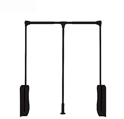 Rail de penderie suspendu et télescopique noir de 60 à 83 cm pour armoire haute