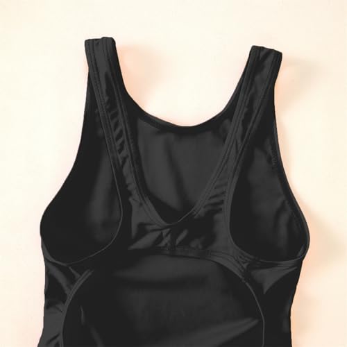 Girls Athletic One Piece Swimsuit Kids Solid Swimwear for Team Practice and Competition Black Navy Sport Bathing Suit3