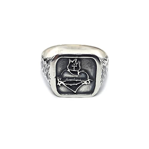 Bague en argent sterling véritable chevalier sacré cœur pour homme moderne
