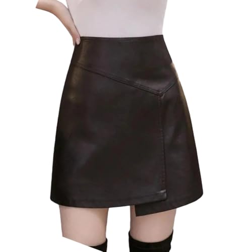 Dvbfufv Women Spring Winter Pu Leather Skirt Solid Zipper Patchwork