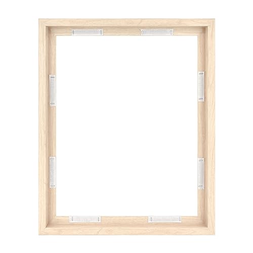 Image of MCS Canvas Float Frames 16x20 Frame, Natural Woodgrain for Finished Canvases, Vertical & Horizontal Wall Hanging Large with Adhesive for Canvas Paintings (1-Pack)