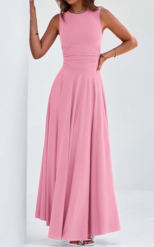 Image of PRETTYGARDEN Womens Summer Dresses 2026 Casual Sleeveless Crewneck Aline Maxi Dress Stretch Tank Flowy Long Dresses