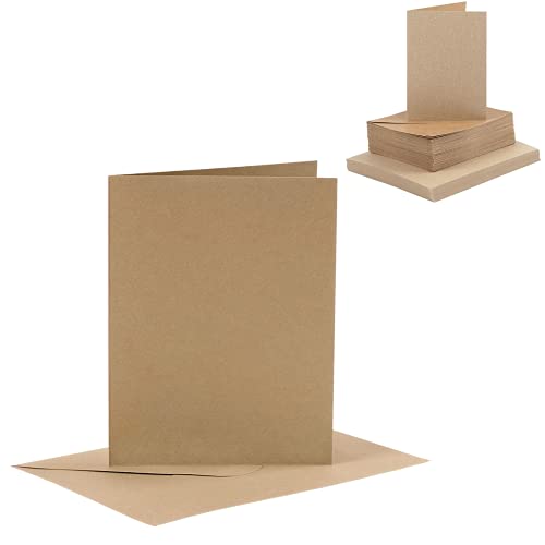 50 Sets DIN A6 Kraftpapier Karten mit Briefumschläge, Natur-Braun, Falt-Karten-Natur, Grußkarten, Frohe Weihnachten Cover