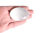 MINERALUNIVERSE Natural White Selenite Palm Stone - Healing Crystal - Large Crystal Selenite Spiritual Healing Massage Stone