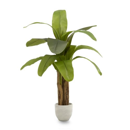 Maia Shop Plantas Artificiales Decorativas - Platanera Artificial 120 cm con Tronco Natural, Arbol Artificial, Planta Artificial Realista, Decoración Hogar