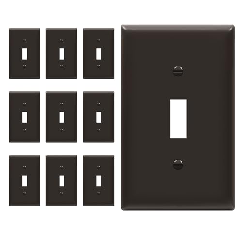 Image of ENERLITES Toggle Light Switch Wall Plate, Gloss Finish, Standard Size 1-Gang 4.50 inch x 2.76 inch, Unbreakable Polycarbonate Thermoplastic, 8811-BR-10PCS, Brown (10 Pack)