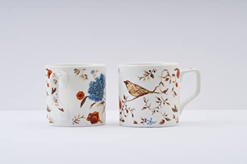 Image of GOLDEN QUEEN'S Bone China Microwave Safe Coffee & Tea Cups - Set of 6 | Perfect for Daily Use | 200 ml - Birdsong