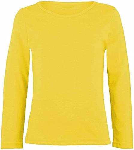 LUXE DIVAGirls Boy Kids Plain Basic Long Sleeve Round Neck T-Shirt Stretch School Tee Top 2-13 Years