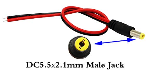 Zdycgtime 25Cm Dc Power Pigtail Cable, 12V 1-3A Dc 5.5Mm X 2.1Mm Male Connectors Awg For Cctv Surveillance Security Camera System And Led Strips Transformer Connection(2.1Mm X 5.5 Mm 20 Pack/M) #TOP3