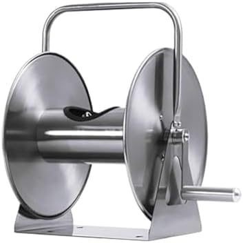 Rutexc ホース・リール、ステンレス ホース巻き取り器 錆止め耐用 収納効率的 ホース収納・簡易取り出し機能を兼ね備え 丈夫で実用的 庭の潅漑・園芸散水等のホース整理シーンに適用、お気軽にご購入ください。