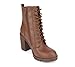 Soda Malia Round Toe Stacked Lug Heel Lace Up Ankle Booties (Cognac Pu, us_footwear_size_system, adult, women, numeric, medium, numeric_7)