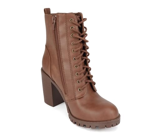 Image of Soda Women's Malia Faux Lace Up Chunky Lug Sole Combat Boot