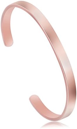JoycuFF Blank Cuff Bracelet Stainless Steel Jewelry Minimalist Simple Open Bangle Rose Gold