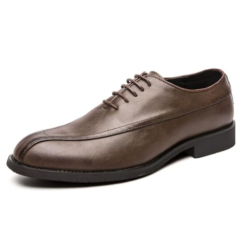 Men's Classic Leather Dress Shoes Fashion Pointed Toe Summer Lace Up Non-Slip Softsole Low Top Tuxedo Casual Shoes