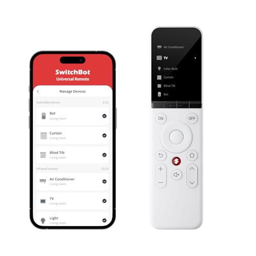 SwitchBot Universal Remote mit anpassbarer App, All-in-One-Smart-Fernbedienung, steuert IR-/Bluetooth-Geräte, kompatibel mit TV/Klimaanlage/Apple TV/Fire TV/SwitchBots usw (Hub 2 erforderlich)