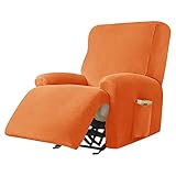PENDEJATO Stretch Recliner Covers, 4-Piece Ultra Soft Velvet Recliner Chair Slipcover Single Seat Co