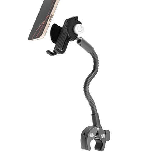LYFPOOM Support de téléphone Portable col de Cygne Rotatif à 360° pour Fauteuil Roulant - [Contre Les Chutes], Porte de téléphone pour Poussette pour...
