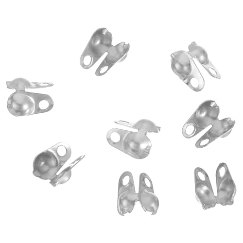 uxcell 20 Pcs 4mm Cord Ends Open, Clamshell End Caps, Bead Tips Knot Covers, Bead End Caps, Crimp Bead Calotte Ends Knot Covers for DIY Bracelet Necklace Jewelry Making, Silver