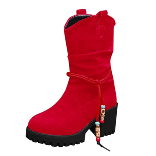Generisch Botas de media altura para mujer Zapatos gruesos de invierno con tacón grueso Botas de caña ancha Botines de media caña Botines cómodos al aire libre Botas de ante Botines para mujer, rojo Generisch Botas de media altura para mujer Zapatos gruesos de invierno con tacón grueso Botas de caña ancha Botines de media caña Botines cómodos al aire libre Botas de ante Botines para mujer, rojo