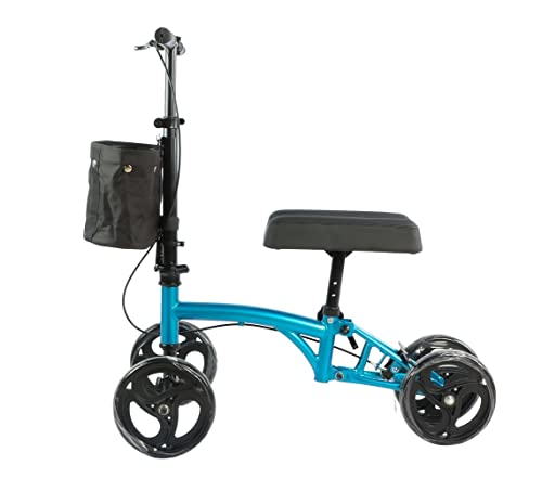 Panlova Mobility Knee Walker Scooter - Steerable Scooter for Broken Leg Foot Ankle Injuries - Knee Cycle Leg Walker for Adults - Orthopaedic Seat Pad for Adult and Elderly - Blue