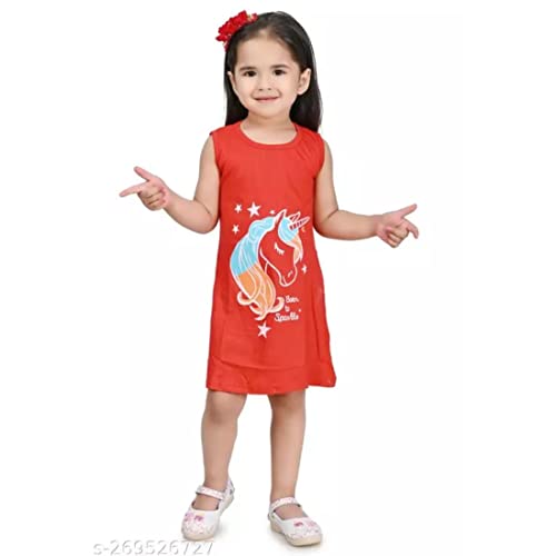 Image of Kids Girls Sleeveless Cute Fancy Horse Frocks Dresses